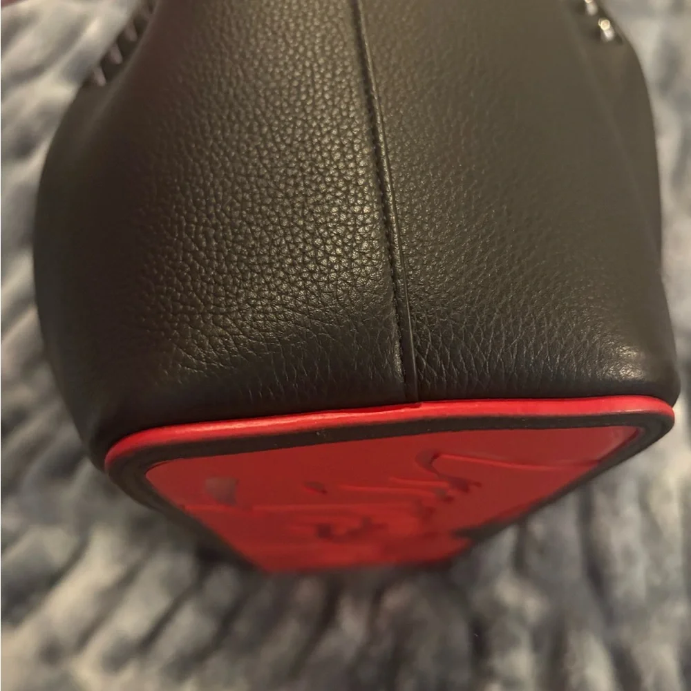 Christian Louboutin Black Leather Tote with Signature Red Trim - Picture 10 of 13
